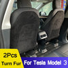 2023 For Tesla Model 3 2017-2023 Model Y Turn Fur Suede Seat Back Anti Kick Protectors Cover Mats Full Surrounded Seatback Pad