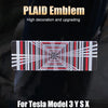 Aluminum Car PLAID Emblem Tailgate Sticker Grid Decals Badge Auto Internal Decoration for Tesla Model 3 Highland Model S Model X Model Y 2024 Accessories