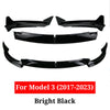 3 Pcs Front Bumper Lip V Style Splitter Spoiler for Tesla Model Y 2020-2024 Model 3 2017-2023