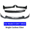 3 Pcs Front Bumper Lip V Style Splitter Spoiler for Tesla Model Y 2020-2024 Model 3 2017-2023