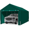 Carport Garage 12x20 ft with Sidewalls And Doors, 8 Reinforced Poles & 4 Sandbags