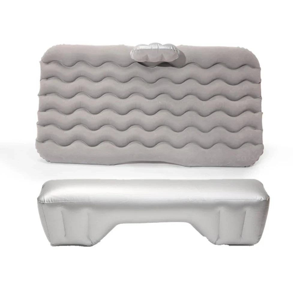 Universal Car Air Inflatable Travel Mattress Back Seat Bed with Pillow Grey-0