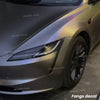 2Pcs/Set For Tesla Model 3 Highland 2024 Car sticker Headlight Strips Bumper Fang Shadow Decals Auto Exterior 2024 Accessories