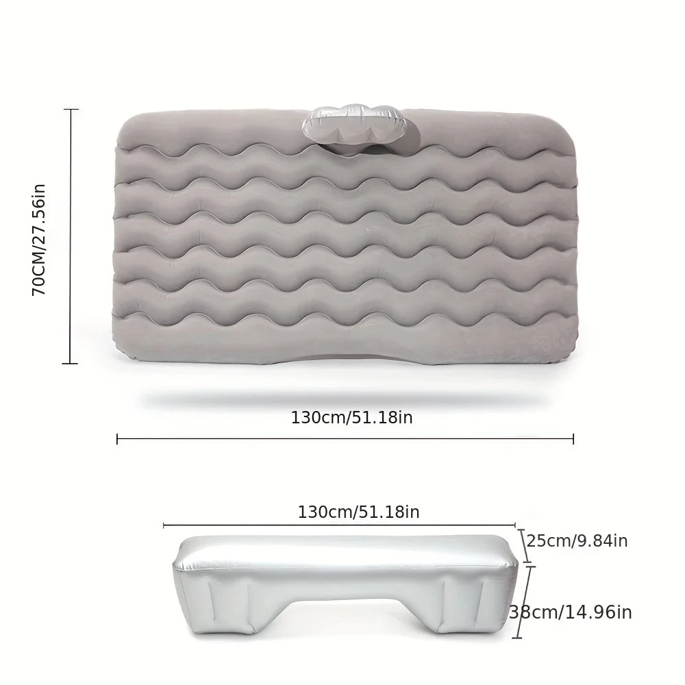 Universal Car Air Inflatable Travel Mattress Back Seat Bed with Pillow Grey-1