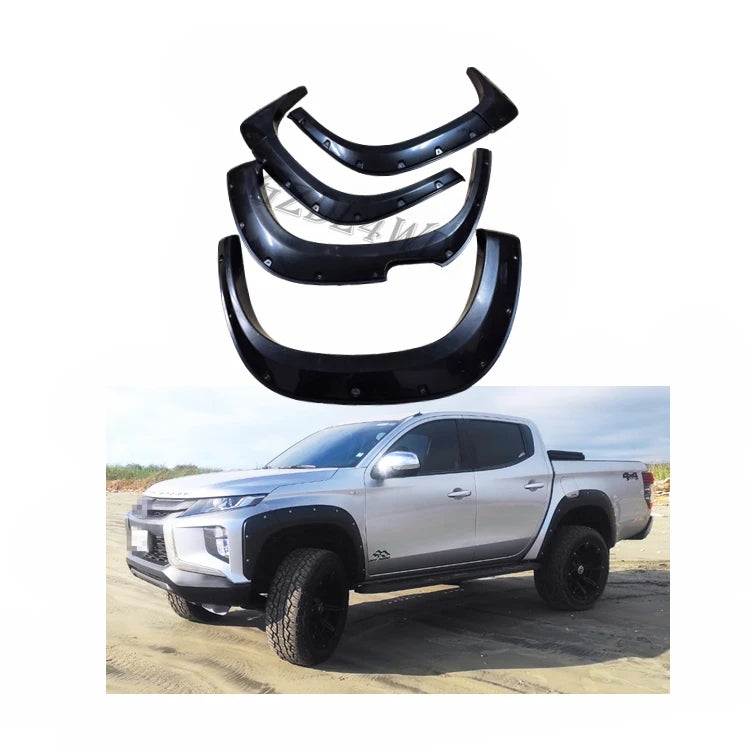Triton L200 2019 2020 ABS Offroad Accessories Pocket Style Wheel Arch Fender Flares 6PCS No Drilling 304 Stainless Steel