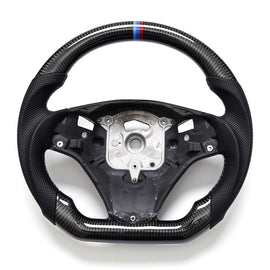 True Carbon Fiber Flat Custom Sports Car Steering Wheel for BMW E90 E92 E93 M3 328i 335i