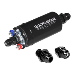 Universal 380LPH Inline External Electric High Pressure Fuel Pump W/ Mounting Bracket Kit AN10 Inlet AN8 Outlet