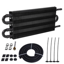 Load image into Gallery viewer, Universal 5/6'' Racing 4-Row Transmission Oil Cooler Black/Silver Aluminum Engine Tube Fin Manual Radiator Cooling Syste