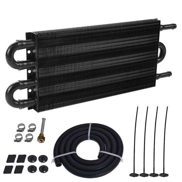 [APS-KYS-1601005142568] KYOSTAR Universal 5/6'' Racing 4-Row Transmission Oil Cooler Black/Silver Aluminum Engine Tube Fin Manual Radiator Cooling Systems
