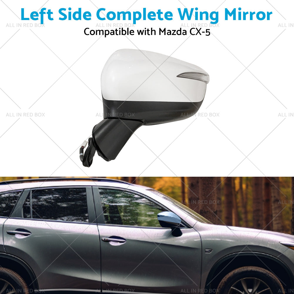 LH Door Wing Mirror Suitable for Mazda CX-5 2015-2016 No BlindSpot 8 Wires White-3