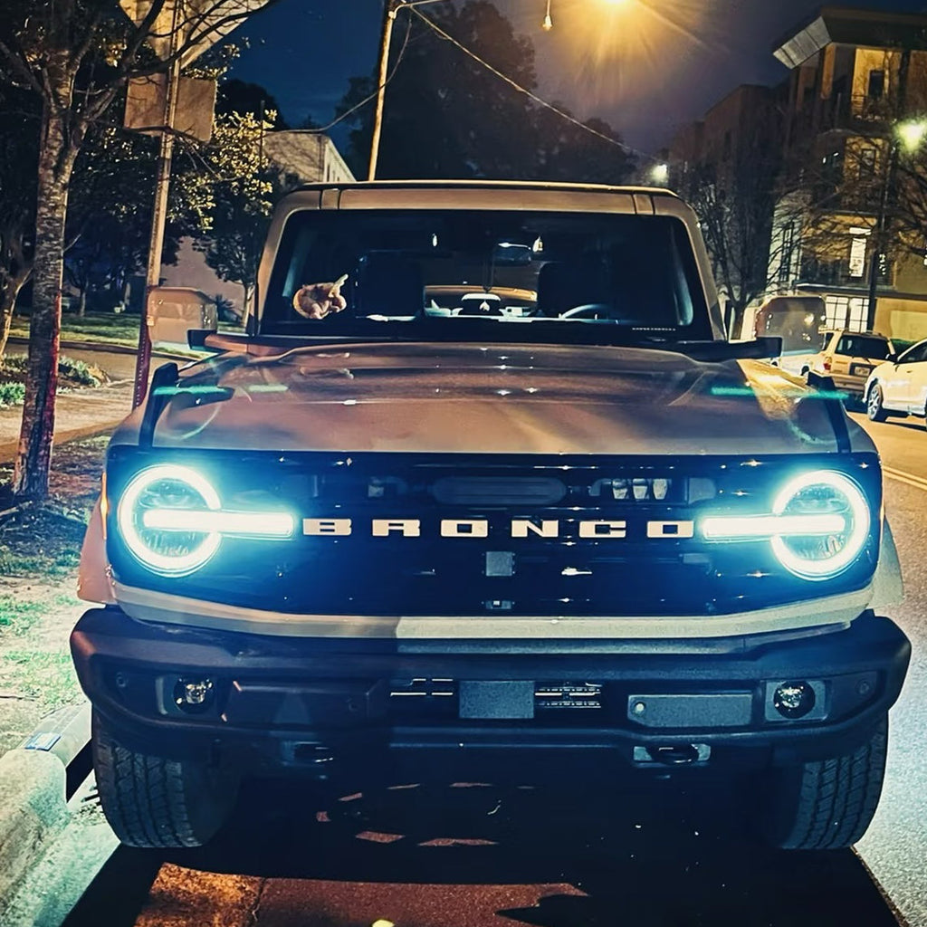 Ford bronco logo light 2020+ front led ford bronco emblem light-1