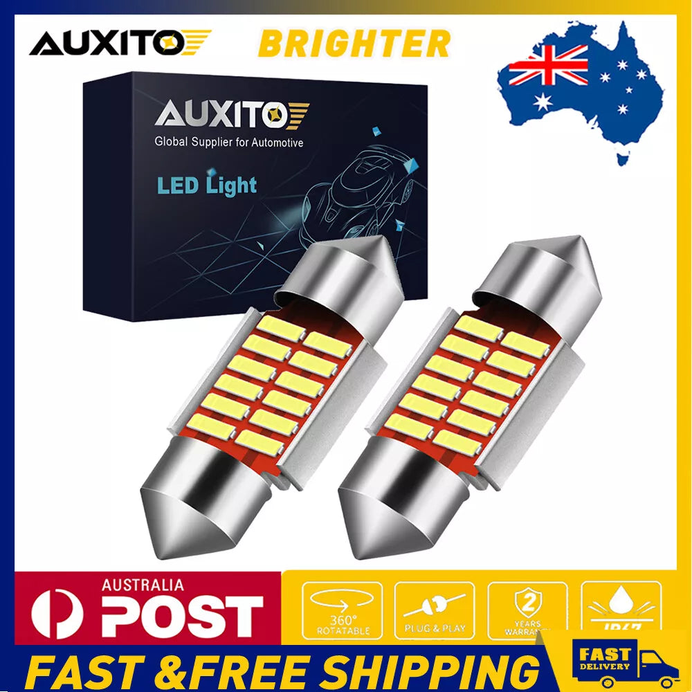 2 x 31MM FESTOON 4014 12SMD LED INTERIOR DOME MAP LIGHT BULB GLOBE 12V CAR 4WD