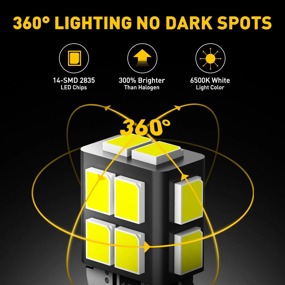 10x T10 LED Side Wedge Interior, parker light, Number Plate Light Globes 6000K