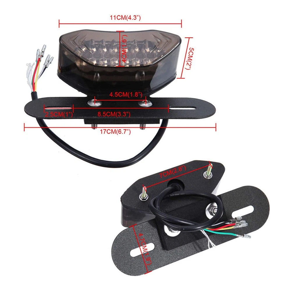 Universal Motorcycle LED Turn Signals Brake Integrated License Tail Plate Light