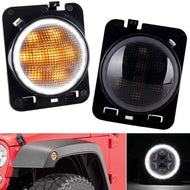 Smoked LED Front Fender Side Marker Lights for Jeep Wrangler JK