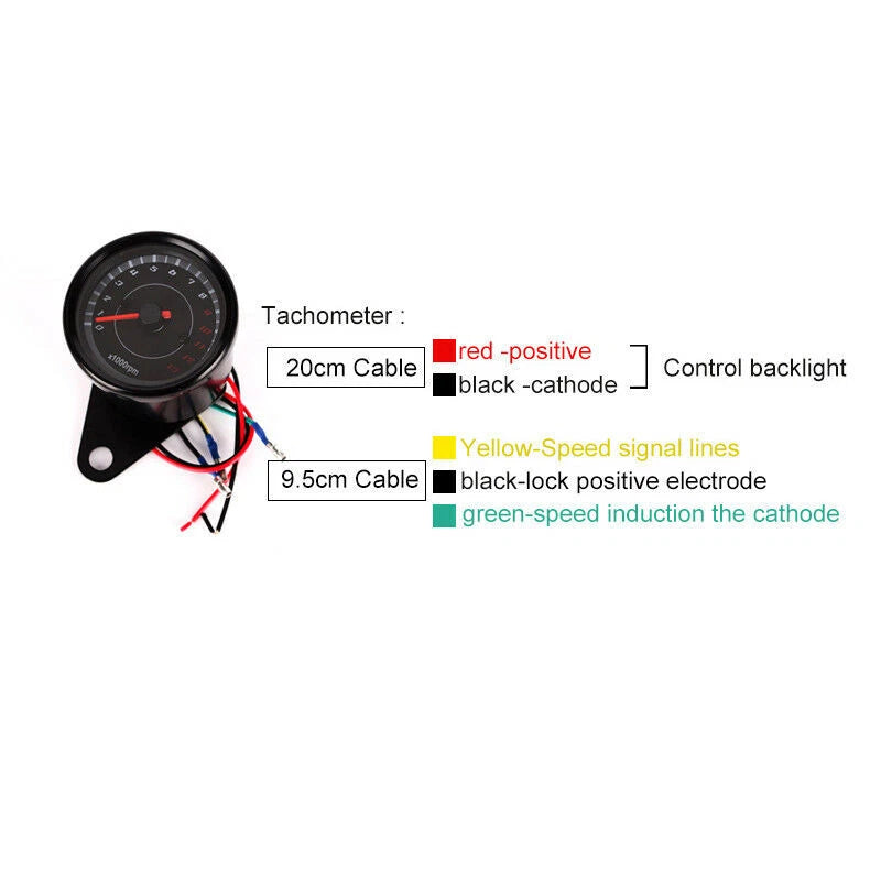 LED Backlight Universal Motorcycle 0-13000RPM Tachometer Gauge Meter DC 12V ST