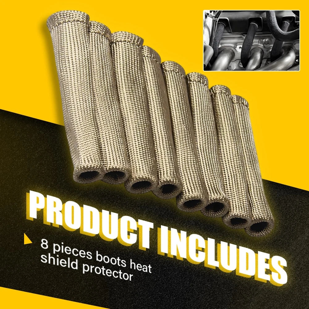 8X Titanium Spark Plug Wire Boots Heat Shield Cover Protector Sleeve For LS1/LS2