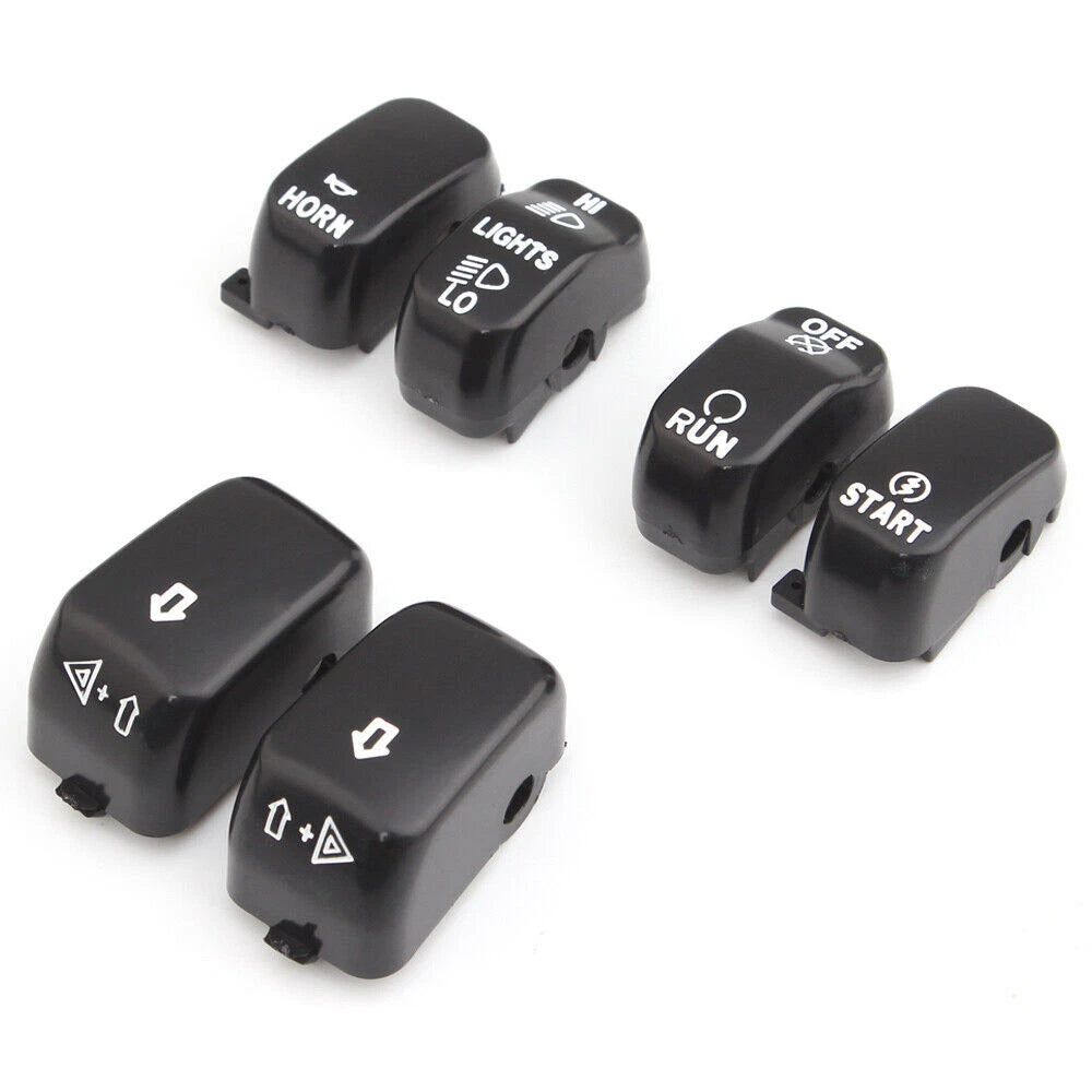 6X Black Hand Control Switch Housing Button Covers Caps Kit For Harley XL 96-13
