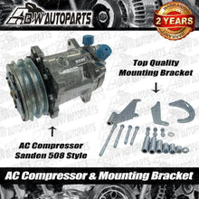 Load image into Gallery viewer, A/C AC Compressor Sanden 508 &amp; Mounting Bracket For Small Block Chevy/Ford/GM AU