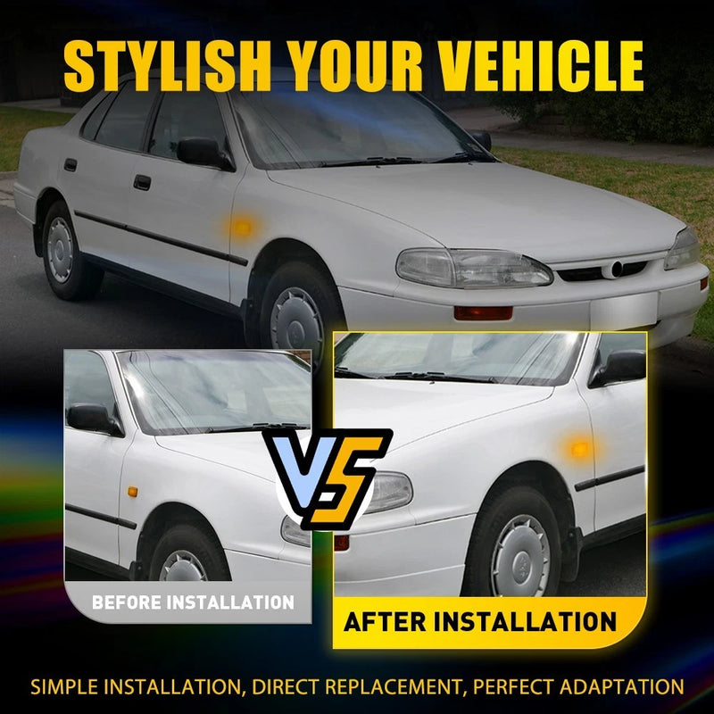 Pair LED Side Indicator Lights Clear Lens for Toyota Hilux & Land Cruiser