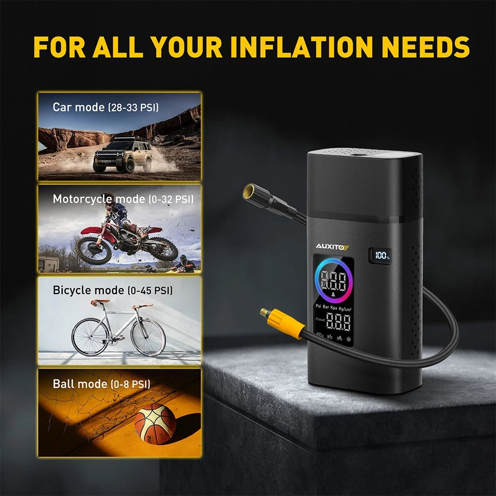 AUXITO 7800mAh Battery Car Tire Air Inflator Tyre Electric Pump Rechargeable 12V
