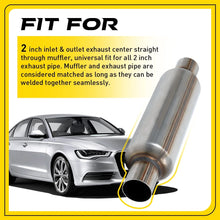 Load image into Gallery viewer, 2x Steel 2" Inch Exhaust Hotdog Resonator Muffler Glass Pack 12" Long High Flow.