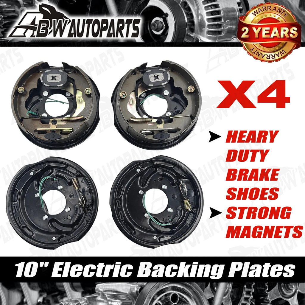 4-Piece 10" Trailer Caravan Electric Brake Backing Plates & Park Brake Lever NEW