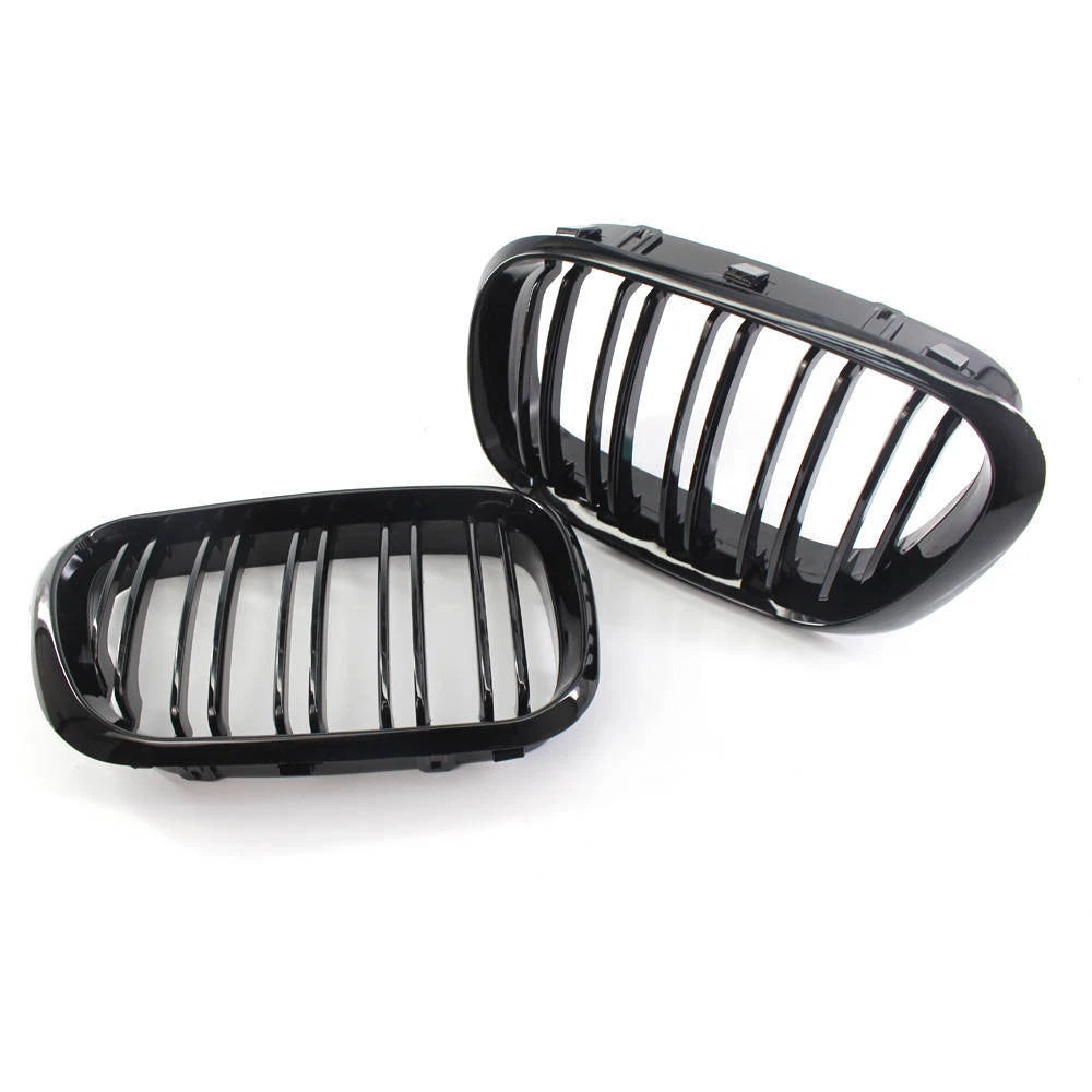 Gloss Black Dual Slat Front Kidney Grill Grilles For BMW X5 E53 2000-2003 01 02