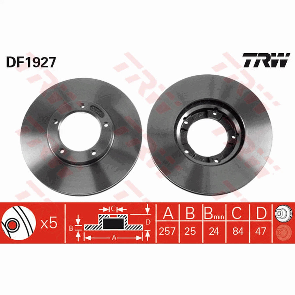 TRW Brake Rotor 257mm Front DF1927S