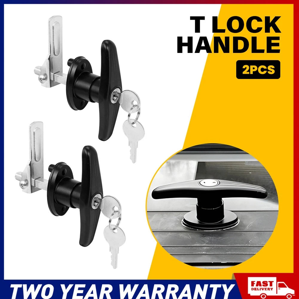 2Set Small Canopy T lock Handle Fit For Canopy Trailer Toolbox Keyed With Key AU