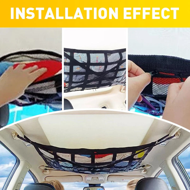 Universal Car Roof Cargo Net Ceiling Storage Mesh 80 x 55cm Black