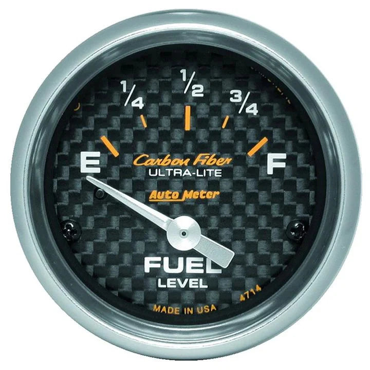 Autometer Carbon Fiber 2-1/16in Fuel Level Gauge 0-90 Ohms Short Sweep Electr...