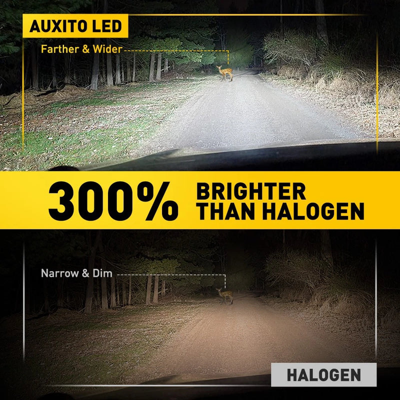 AUXITO H3 LED Fog Light Bulbs 6000K Cool White Fanless, Set of 2