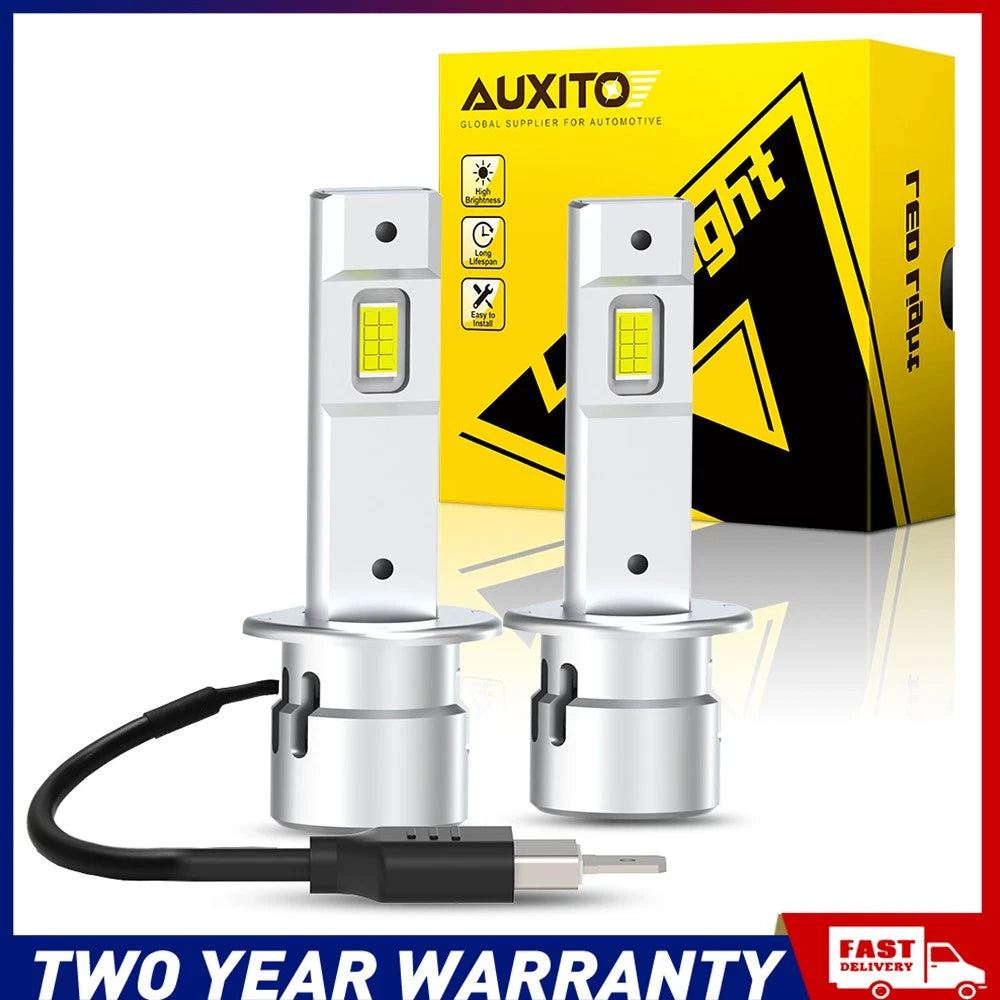 2PCS AUXITO H1 LED Headlight Globes Bulb Kit High/Low Beam 22000LM 6500K White