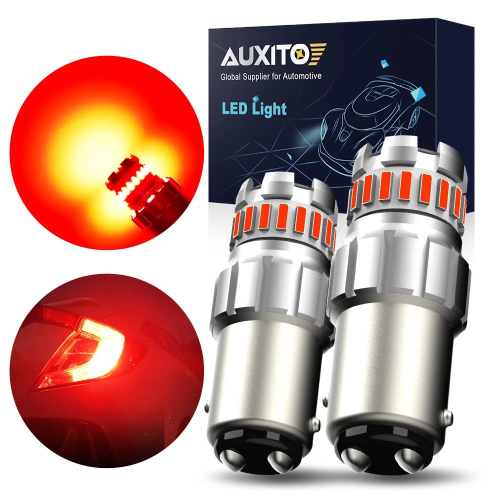 AUXITO LED Stop Tail Light Brake Globes Bulbs BAY15D Canbus 1157 P21/15W Red 2X