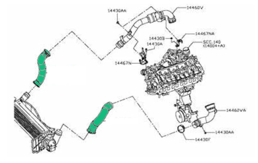 Intercooler Piping Kit Suits Nissan D23 NP300 2.3L M9T / YS23 2.3L Turbo 15-20