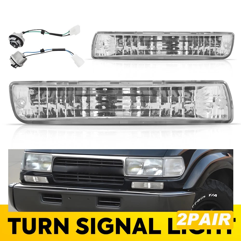 4 X Front Turn Indicators Bumper Light fITS Toyota Land Cruiser HZJ80 Series NEW