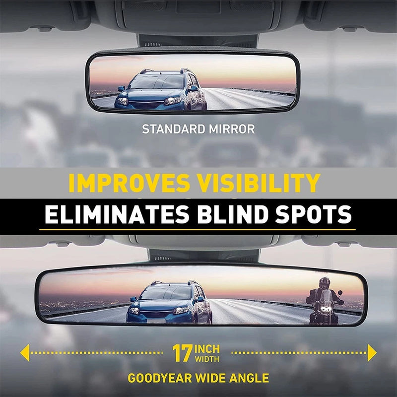 Universal 17" Clear Vision Day Night Clip-On Interior Rear View Mirror