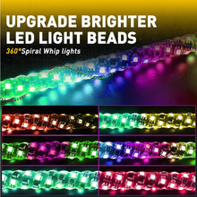 Load image into Gallery viewer, 2Pcs For ATV Polaris RZR 3ft Spiral LED Whip Light Antenna APP Remote Bluetooth