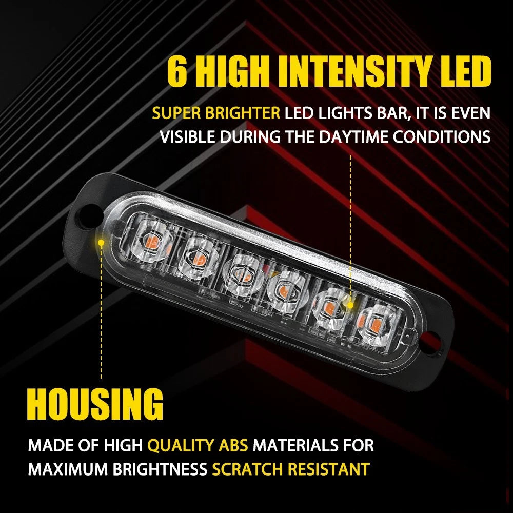 10 Amber LED Car Truck Emergency Beacon Warning Hazard Flashing Strobe Light Bar