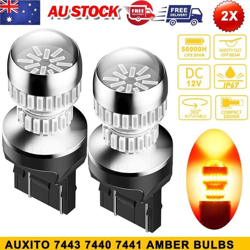 2X T20 7443 7440 RED LED CAR BRAKE STOP TAIL LIGHT BULB GLOBES 54SMD 4014 NEWA