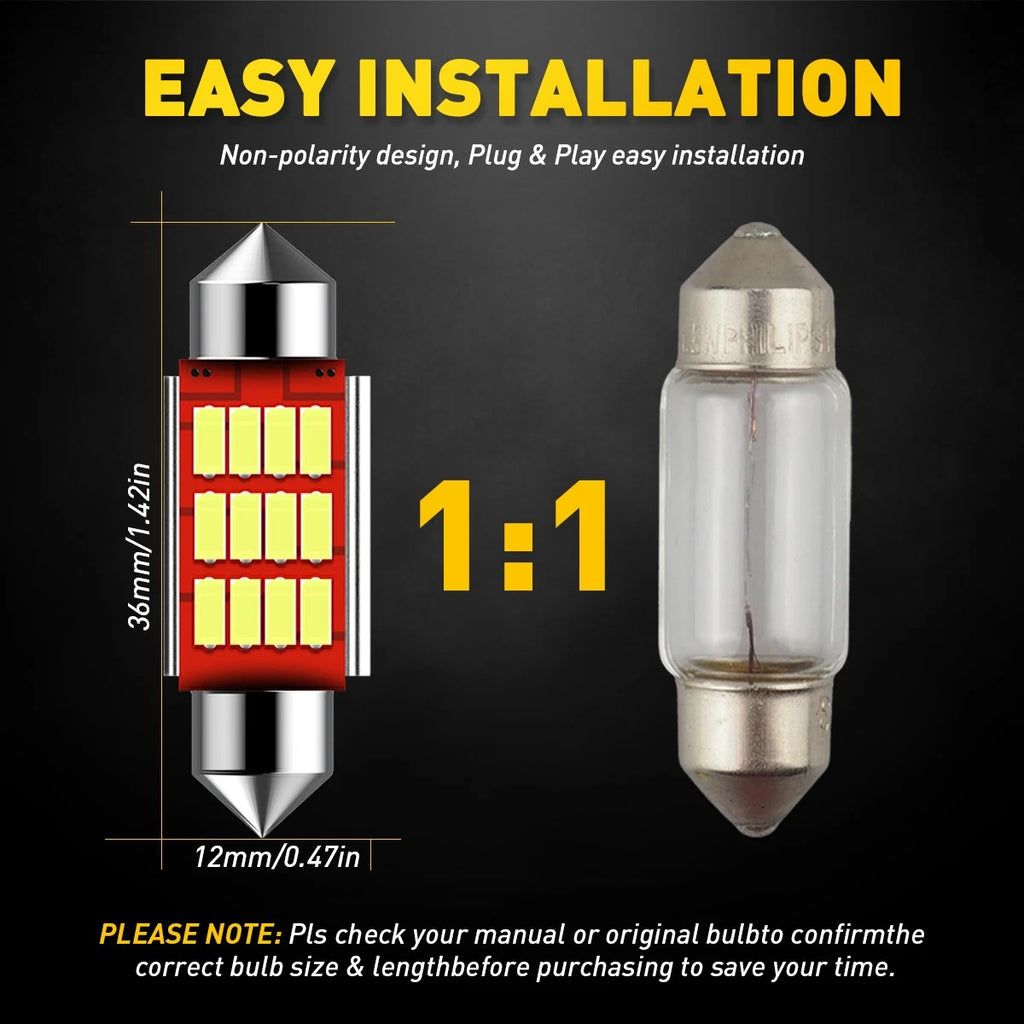 2/4/8X Canbus LED Car Interior Light Festoon C5W C10W 36mm White Side Wedge NEWA