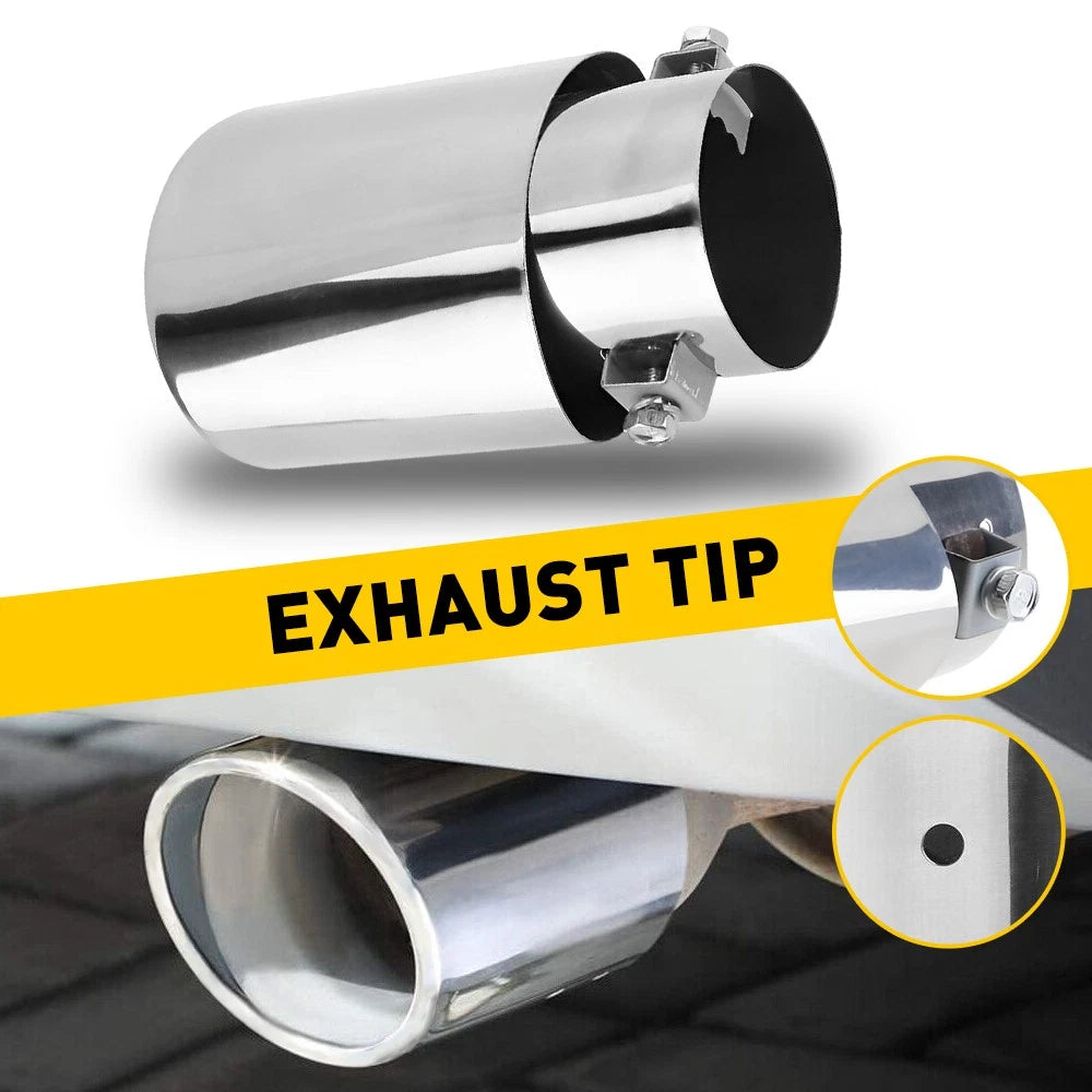 Car Exhaust Pipe Tip Rear Tail Throat Stainless Muffler Steel Round Accessories