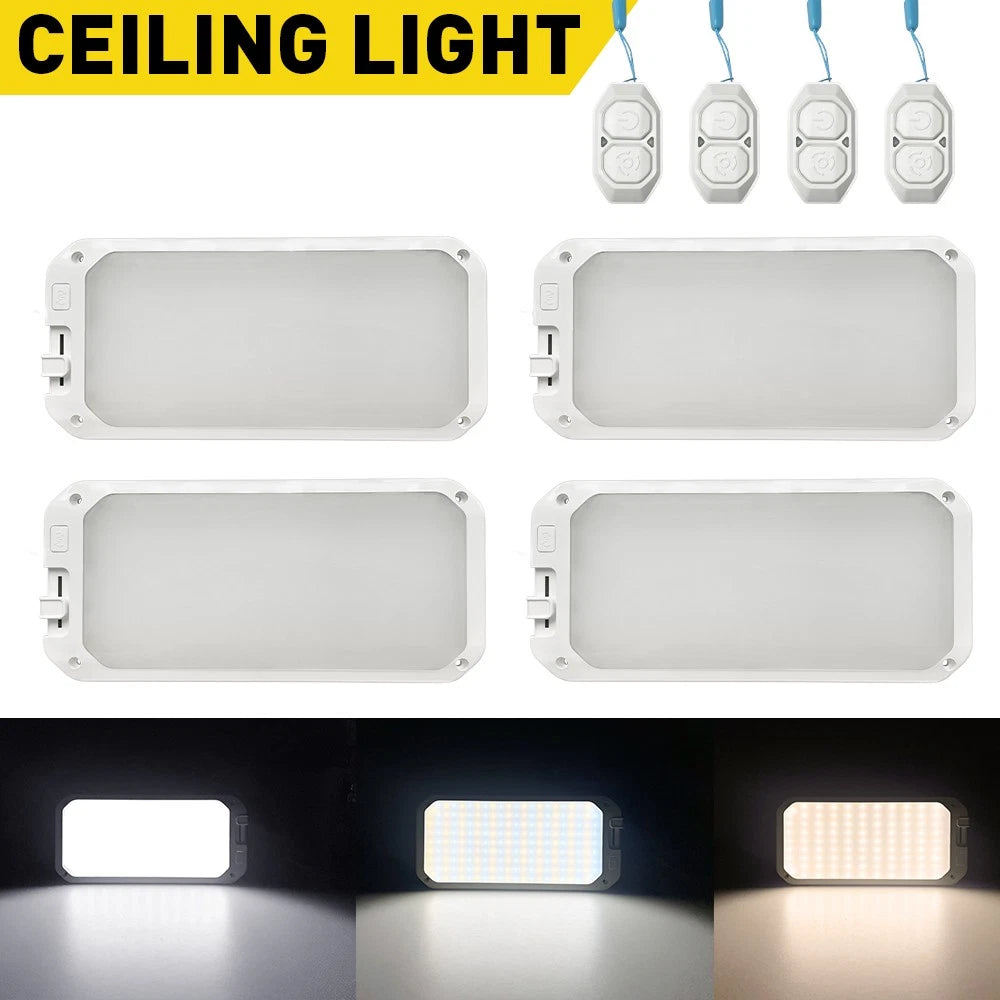 4-pack ultra-thin 99 LED dimmable interior ceiling lights with remote for RV and trailers