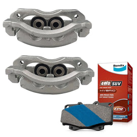 Front Brake Calipers + Bendix 4WD Brake Pads for Ford Ranger PX, Mazda BT50 UP U