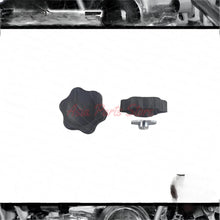 Load image into Gallery viewer, Pair of black awning brace locking knobs with backing nuts for caravan and RV awnings