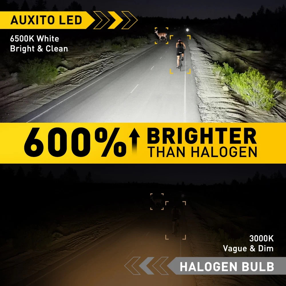 2PCS AUXITO H1 LED Headlight Globes Bulb Kit High/Low Beam 22000LM 6500K White