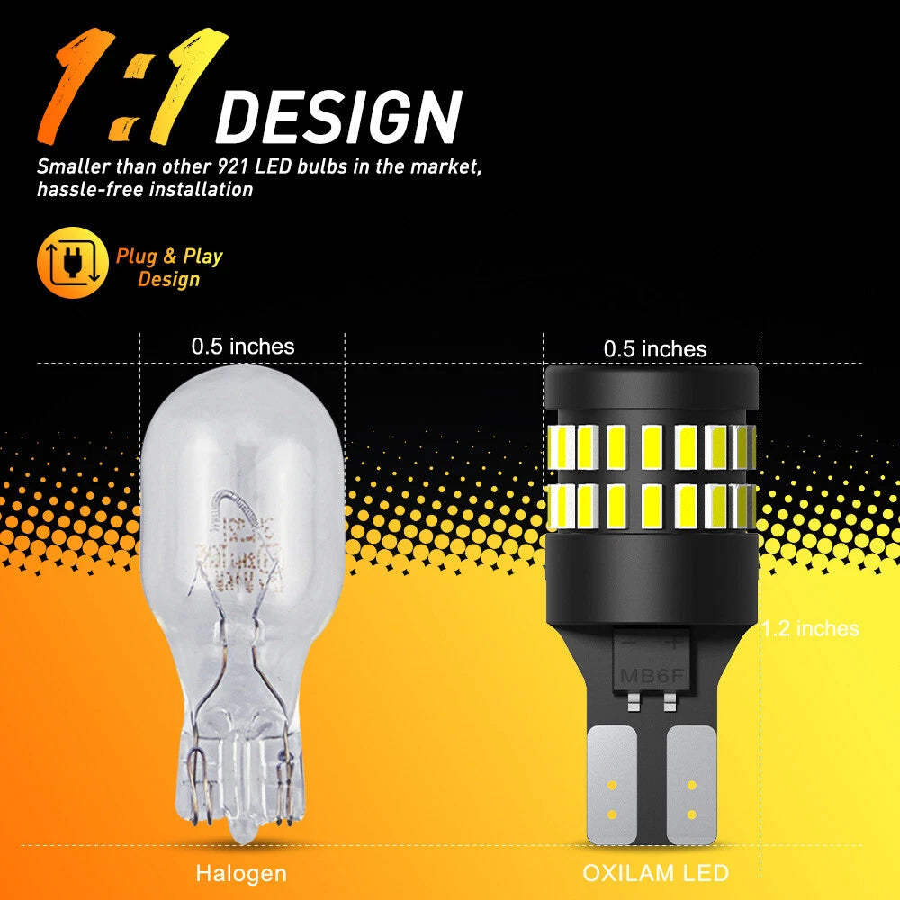 2X AUXITO T15 921 912 W16W White 6500K 34SMD LED BackUp Reverse Light Bulbs 12V