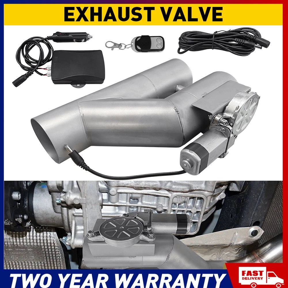 3" Electric Exhaust Valve Kit Downpipe Cut Off with Controller Remote Wire Key