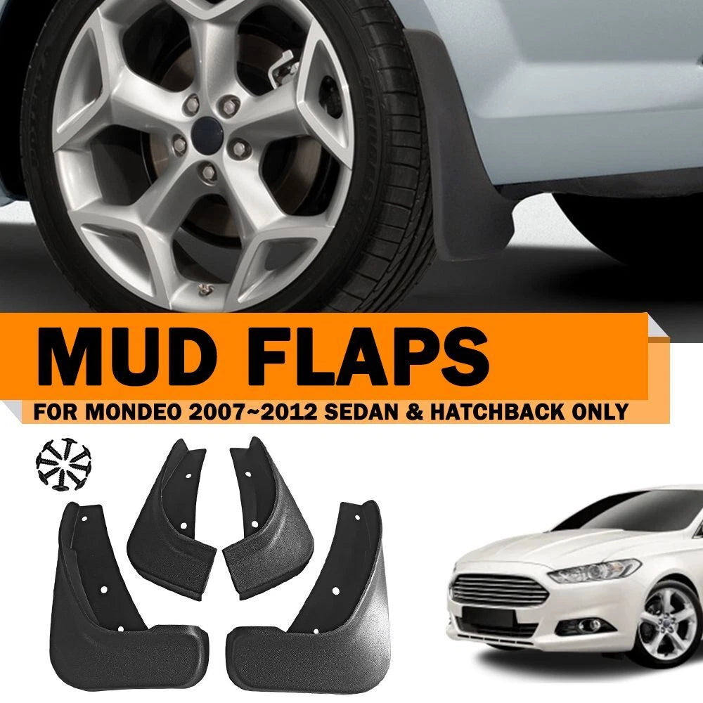 4Pcs Black Mudguards Splash Guards Mud Flaps Mudflaps For Ford Mondeo 2007~2012